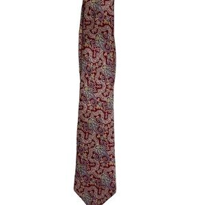 Guy‎ Laroche All Silk Necktie Red Paisley Made in USA Menswear